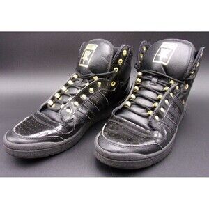 Adidas Shoes Mens 11 HI Top Ten Black Gold Basketball Sneakers Art D74358